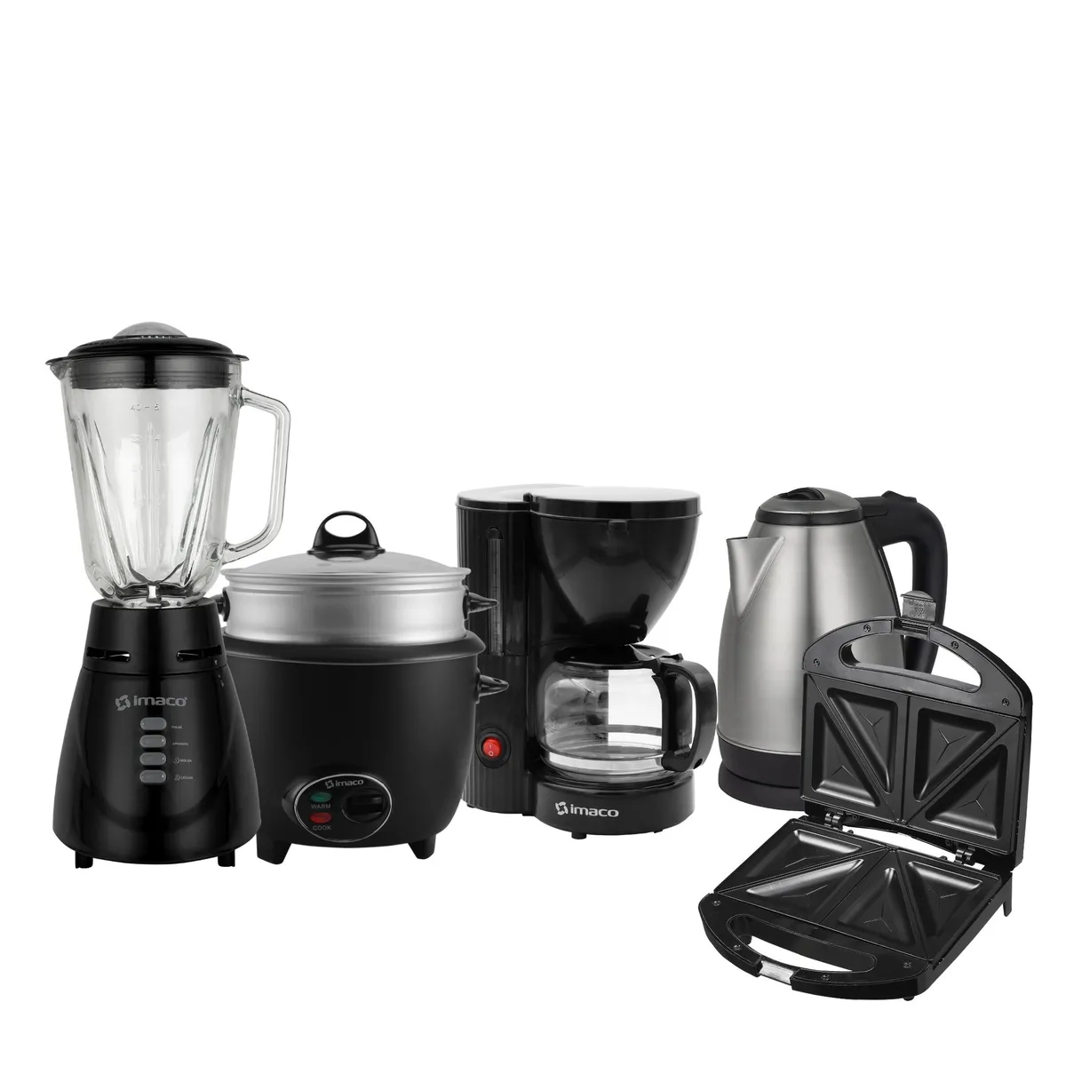 IMACO - Pentacombo Licuadora + Sandwichera + Olla + Hervidor + cafetera Imaco