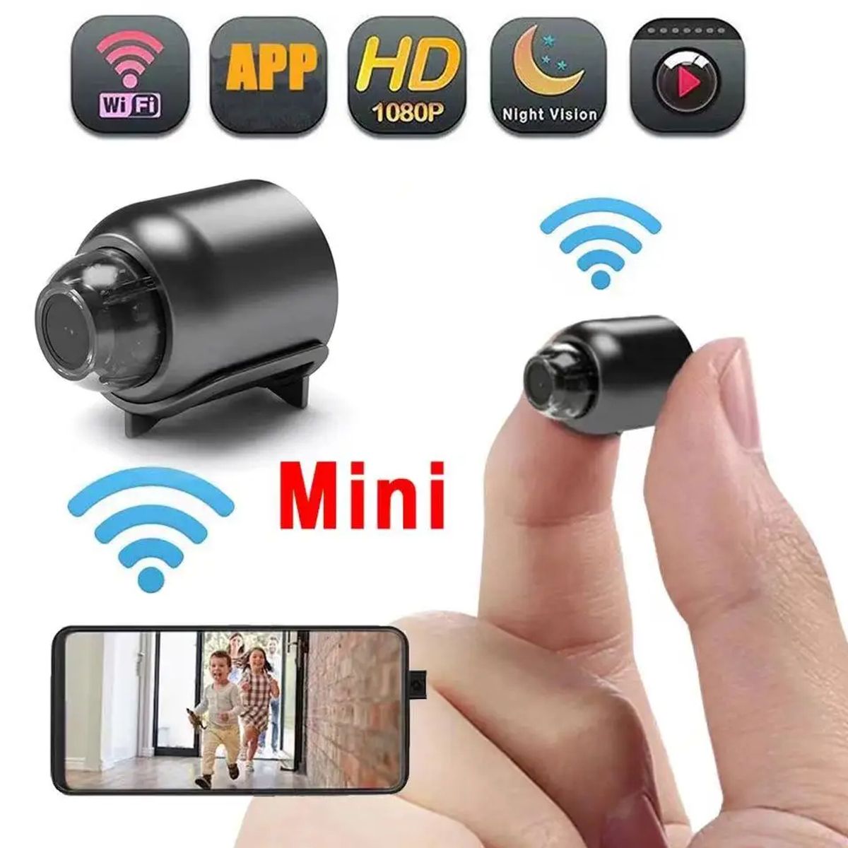 GENERICO - Mini Cámara X5 Espía HD Video Inalámbrica WiFi Vigilancia Niños Mascotas Genieka