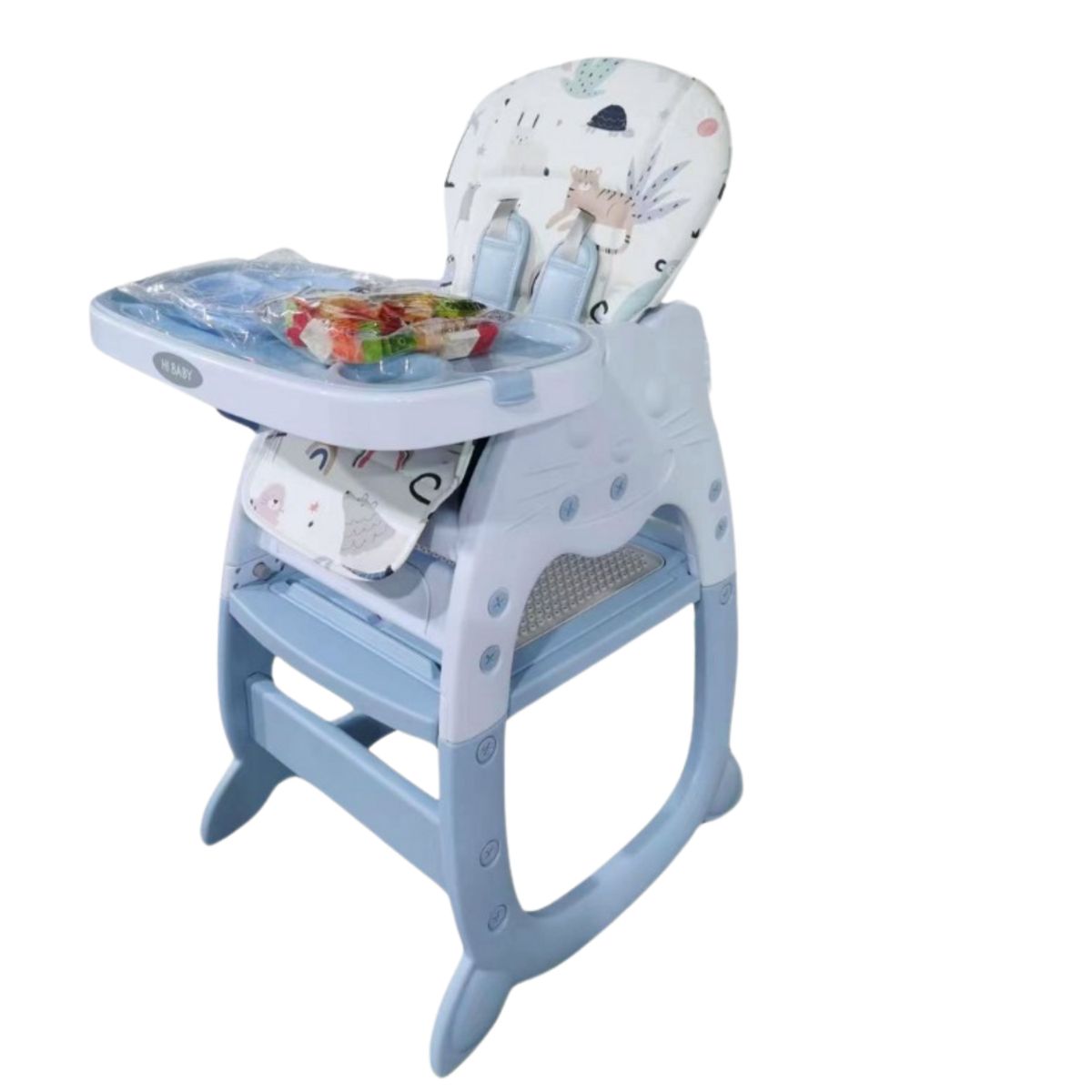 HI BABY - Silla de Comer para Bebé Carpeta Gato Celeste Tigre