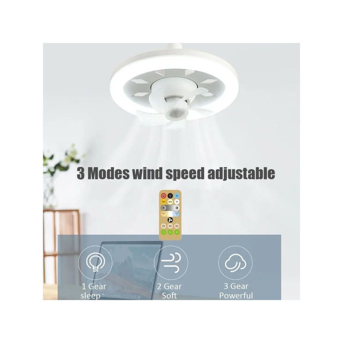 GENERICO - FOCO VENTILADOR CON ILUMINACION RGB