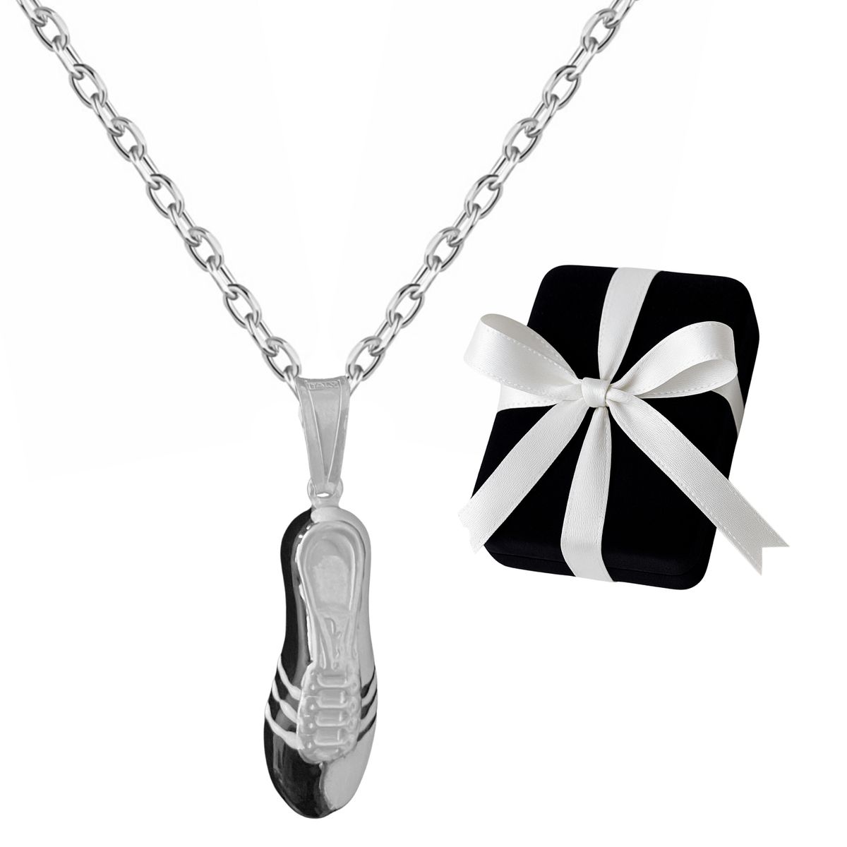 GENERICO - Collar Hombre Chimpunes Zapatilla Fútbol Negro Blanco Joya Plata