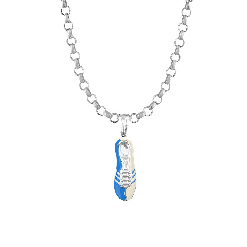 GENERICO - Collar Hombre Chimpunes Zapatilla Fútbol Celeste Blanco Joya Plata