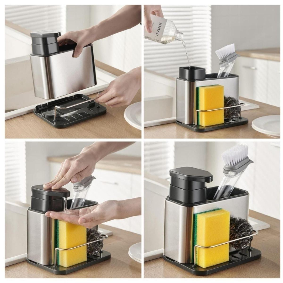 MINARI - Organizador Lavadero con Dispensador Jabón Líquido 3 en 1 R16