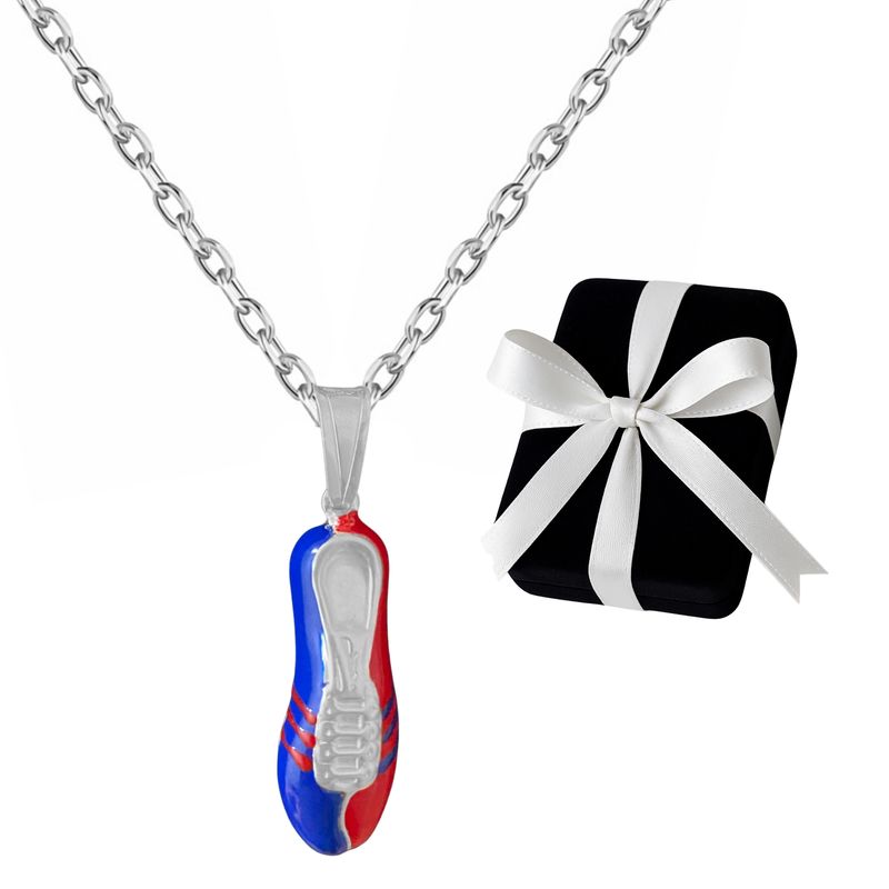 GENERICO - Collar Hombre Chimpunes Zapatilla Fútbol Azul Rojo Joya Plata