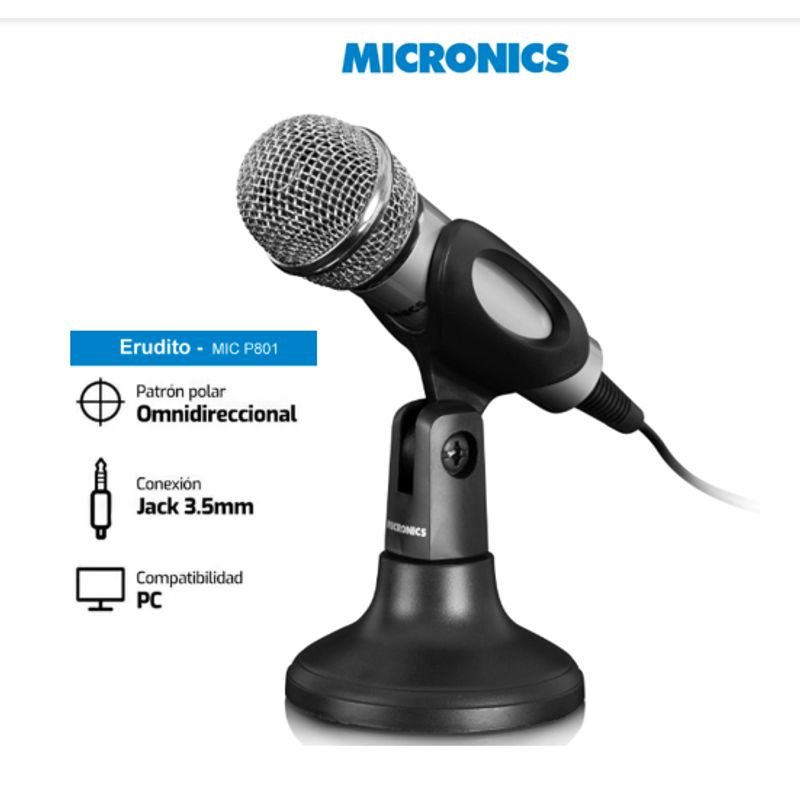 MICRONICS - Microfono Alambrico Pedestal ERUDITO MIC P801 CABLE 1 8M MICRONICS