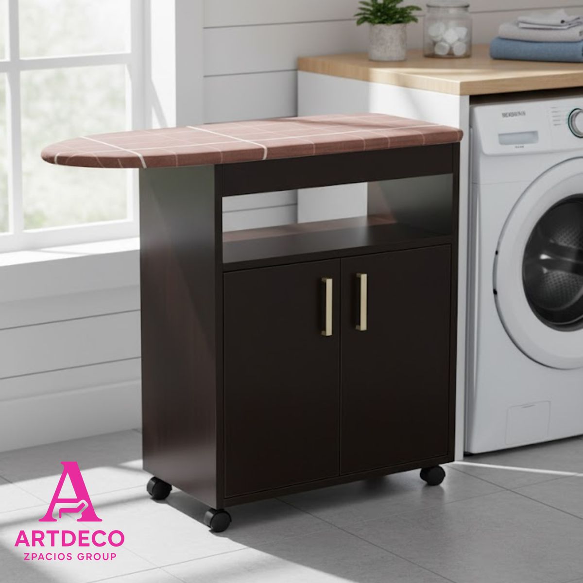 GENERICO - Mueble para planchar color chocolate