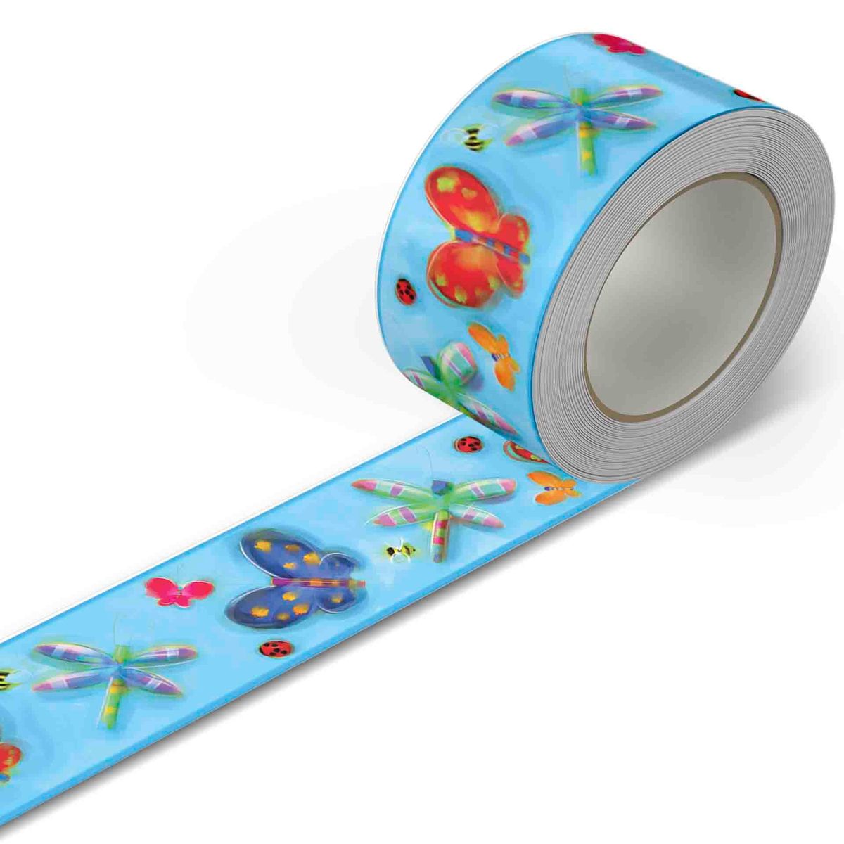 GENERICO - Cenefa Moderna Autoadhesiva – Celeste de mariposas acuarela – 5.92 mts