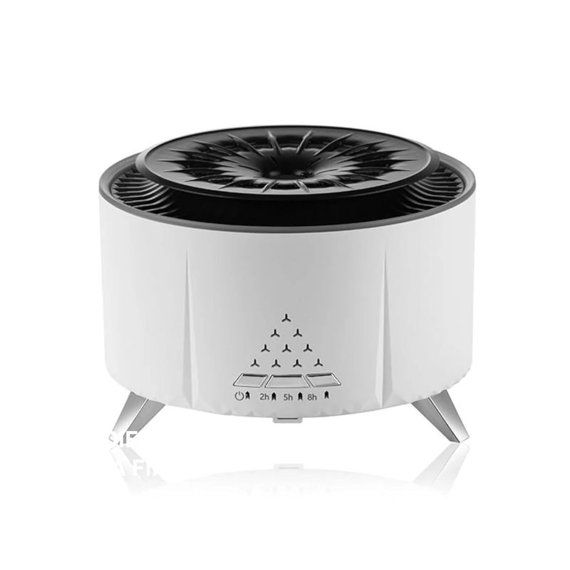 OEM - Humidificador Aromaterapia Volcán 3D V28 LED efecto Fuego 15cm Blanco