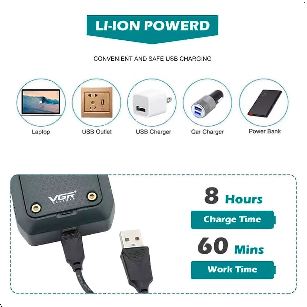 GENERICO - Afeitadora Mini Shaver Patillera Vgr V-353  Viaje Recargable