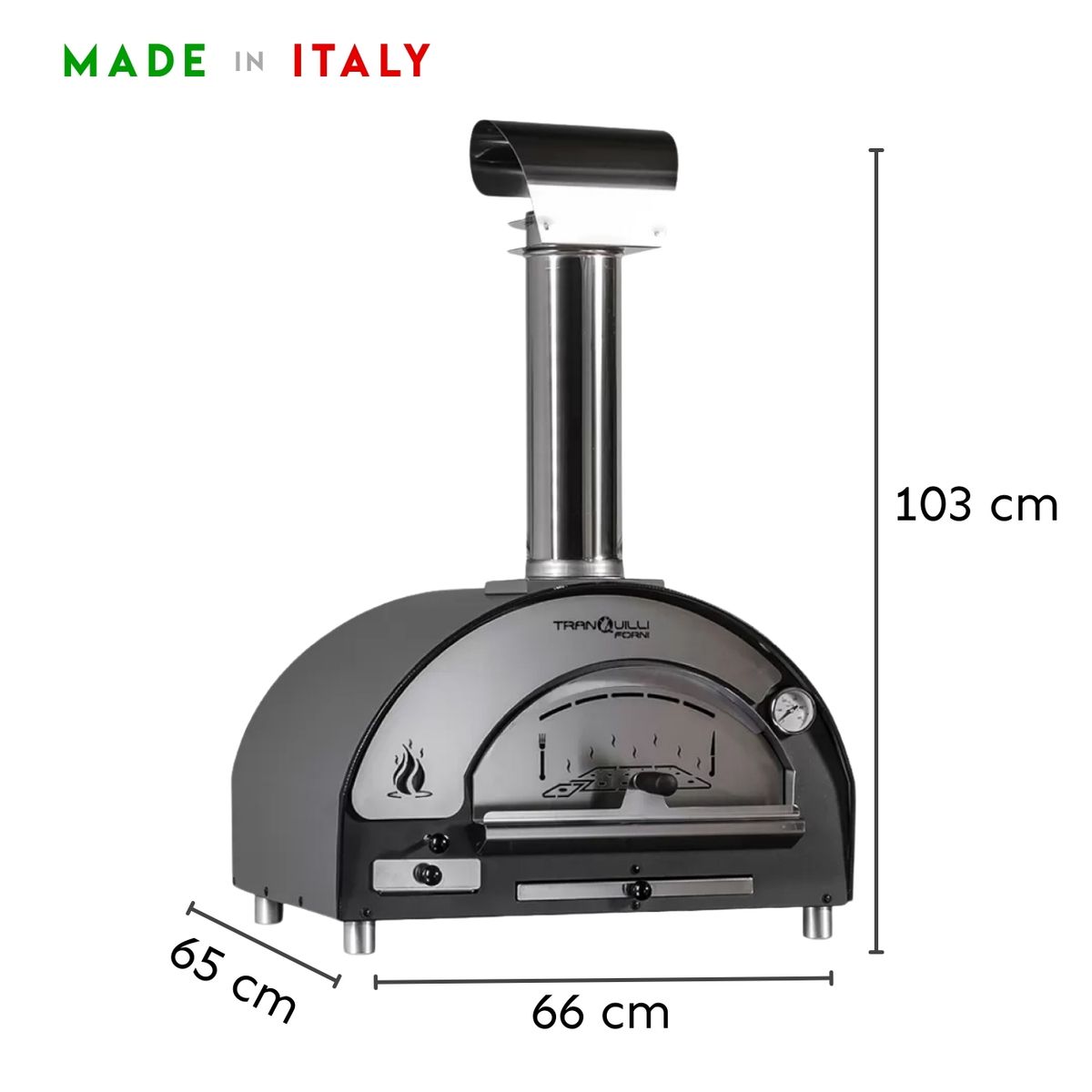 TRANQUILLI FORNI - Horno de Leña para pizzas I Tamaño Baby I Gris