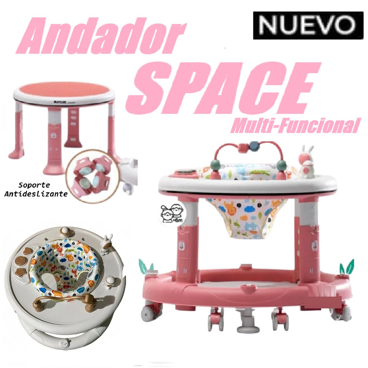 GENERICO - Nuevo Andador Multi-Funcional Space -Rosa