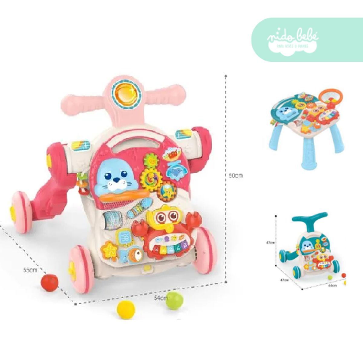 GENERICO - Caminador para bebe modo silla foquita rosa