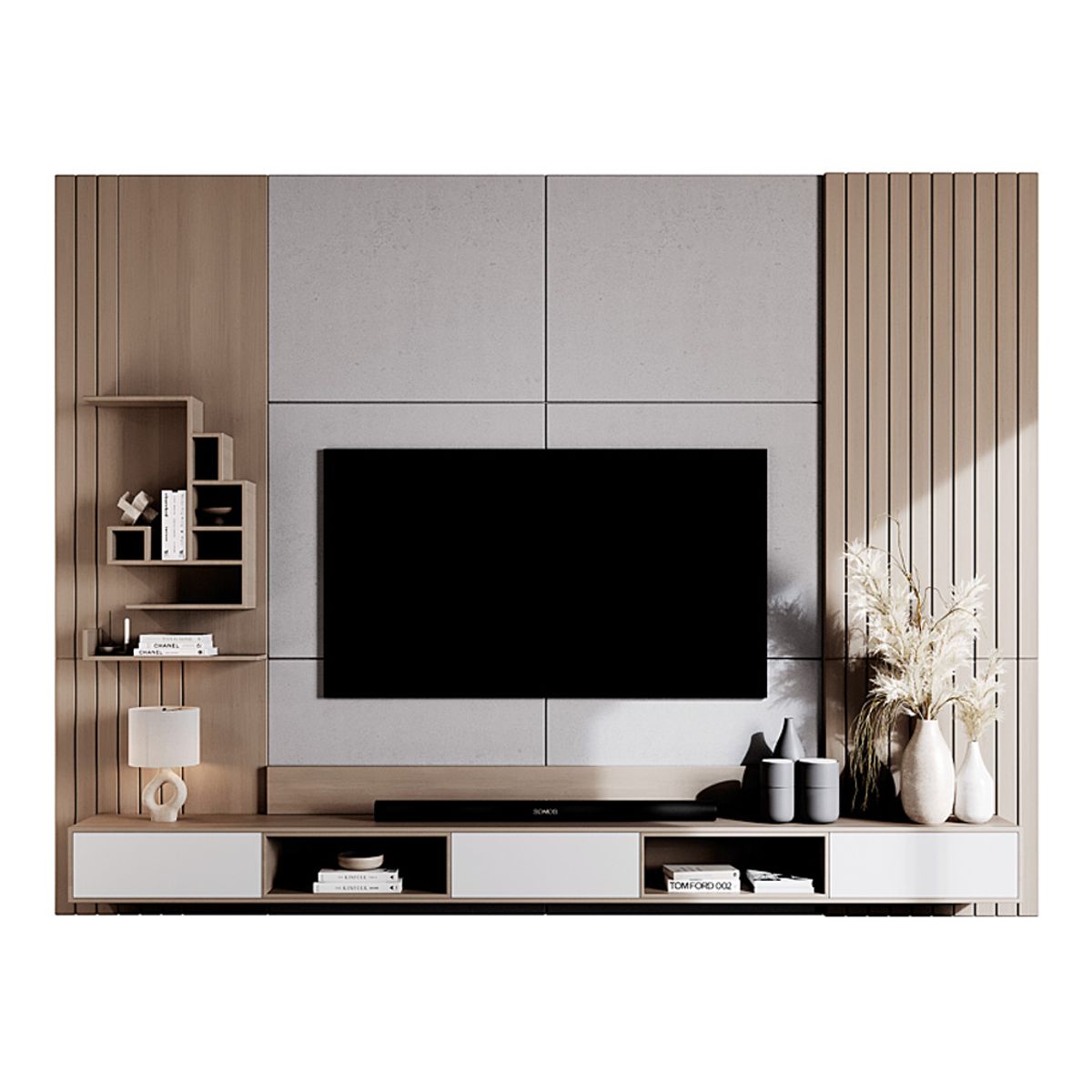 GENERICO - Centro de Entretenimiento Hela - Blanco y Beige