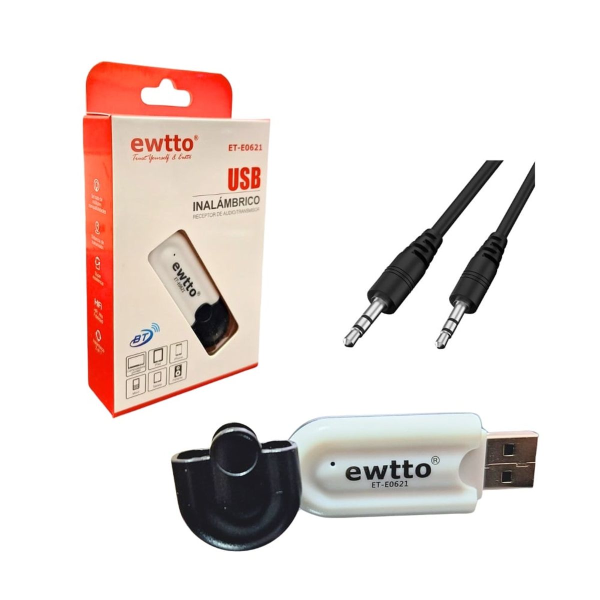 EWTTO - Receptor Bluetooth Dual Plug y Usb Para Autos  parlantes
