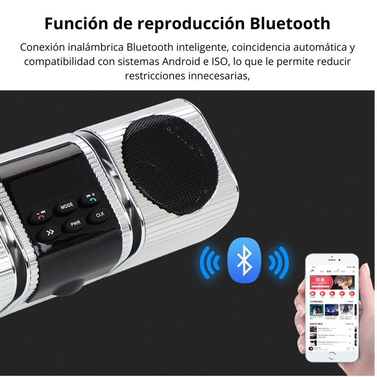 CAFINI - Parlante Bluetooth Metálico para Moto CAFINI MT-1210 Rojo