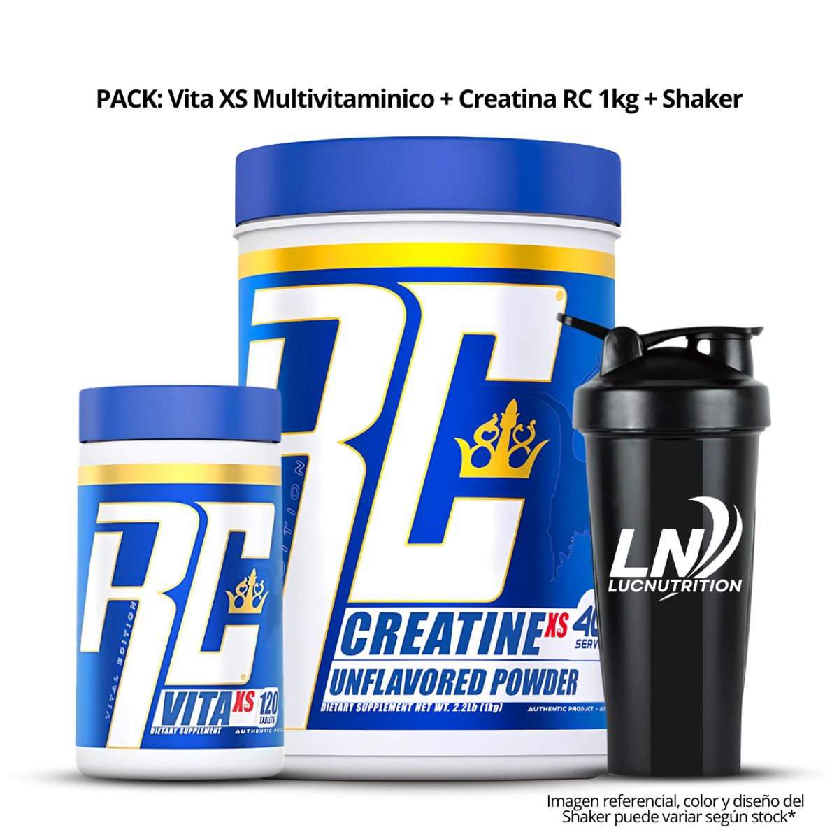 RONNIE COLEMAN - Creatina Ronnie Coleman 1 KG - Monohidratada + Vita XS Multivitaminico - 120 tabletas + Shaker
