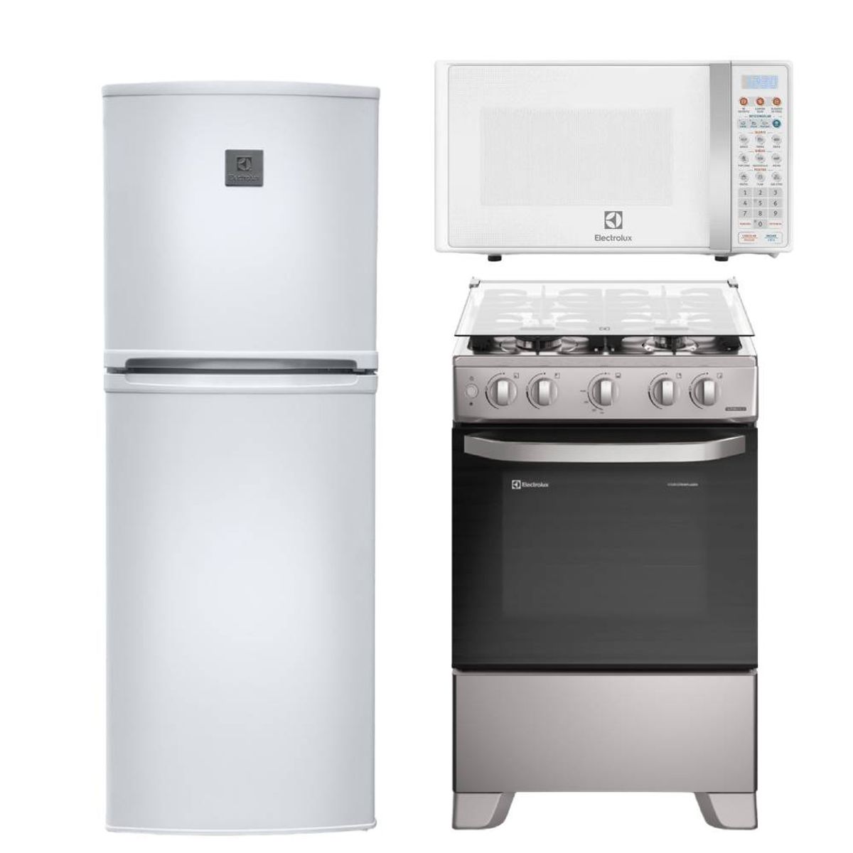 ELECTROLUX - ComboRefrigeradora Top Mount 138L ERT18G2HNW+Cocina 4Quemadores FE4ISR+Microondas 17L EMDO17S2GSRUW