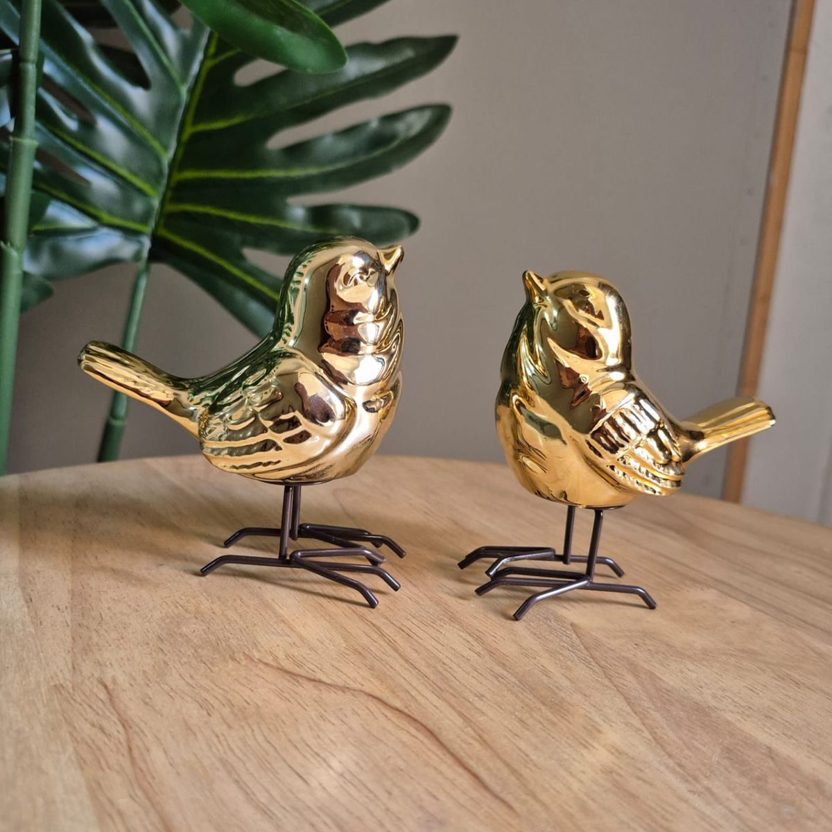 GENERICO - Adorno Pack De 2 Pajaritos Dorados con Patitas De Metal
