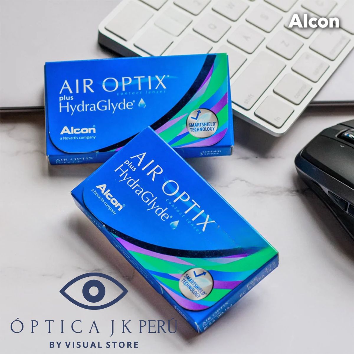 JK - AIR OPTIX HYDRAGLYDE MIOPIA - 350 HIDROGEL DE SILICONA
