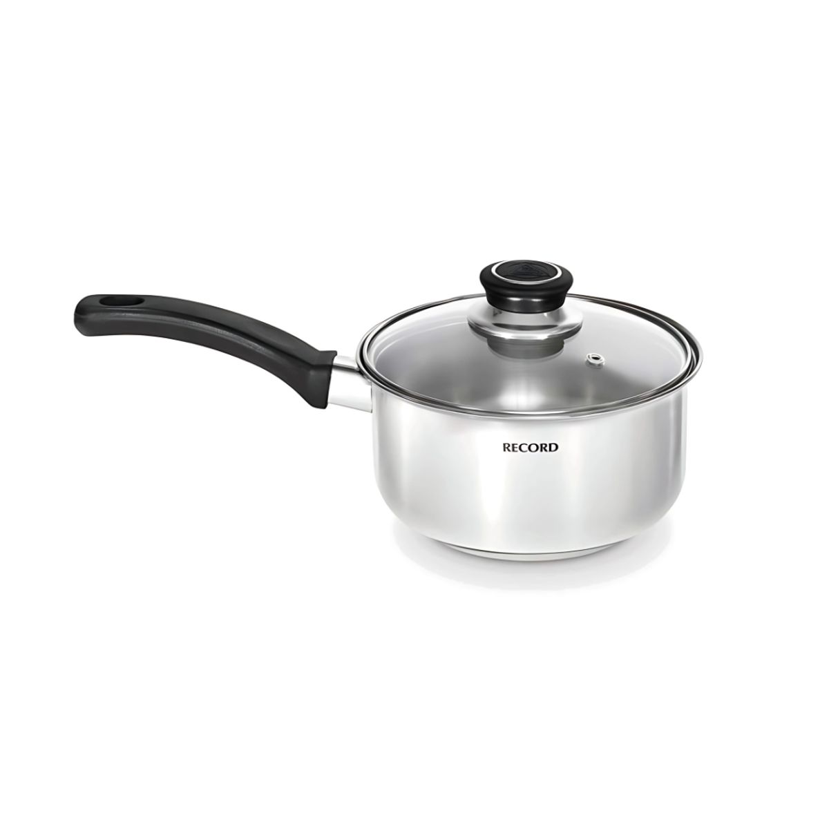 RECORD - Cacerola de Acero Inoxidable RECORD de 16 cm con Tapa de Vidrio MILENIUM