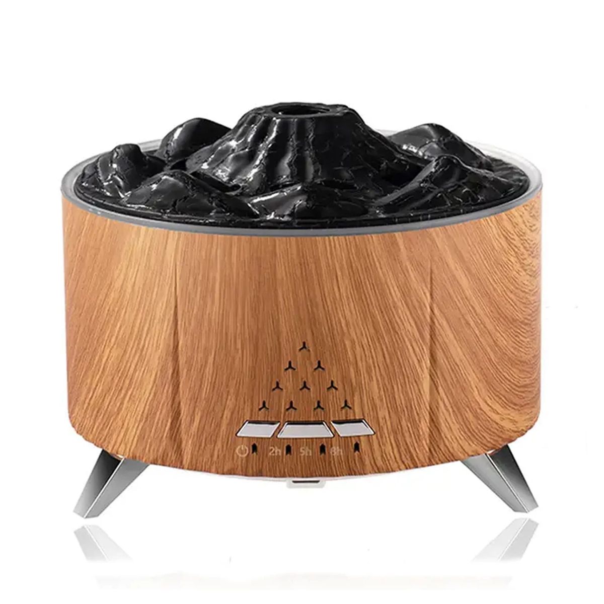 NEO DIGITAL - Humidificador Aromaterapia V32 Volcán efecto fuego 15cm Aire Madera