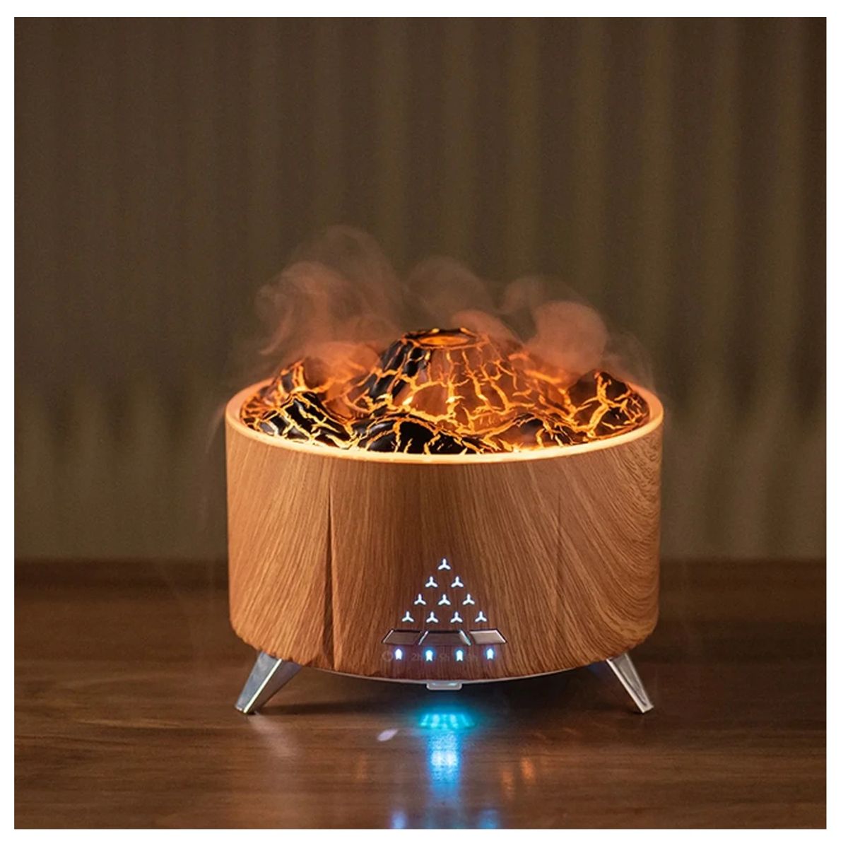 NEO DIGITAL - Humidificador Aromaterapia V32 Volcán efecto fuego 15cm Aire Madera
