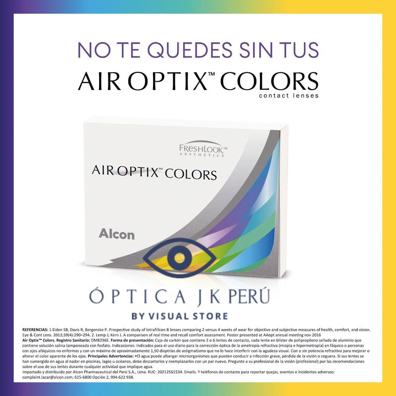 JK - Air Optix Colors Hidrogel de Silicona MIOPÍA -500 PURE HAZEL