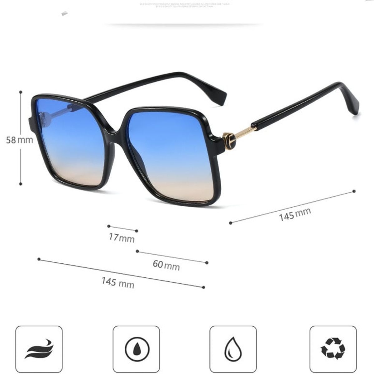 GENERICO - LENTES DE SOL CON PROTECCION CUADRADOS  FANDIA UV400