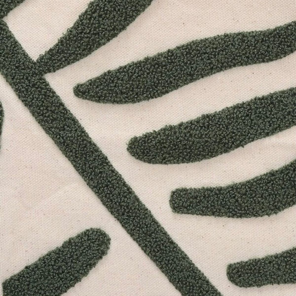 GENERICO - Cojín de lino beige Aesthetic Leaves green