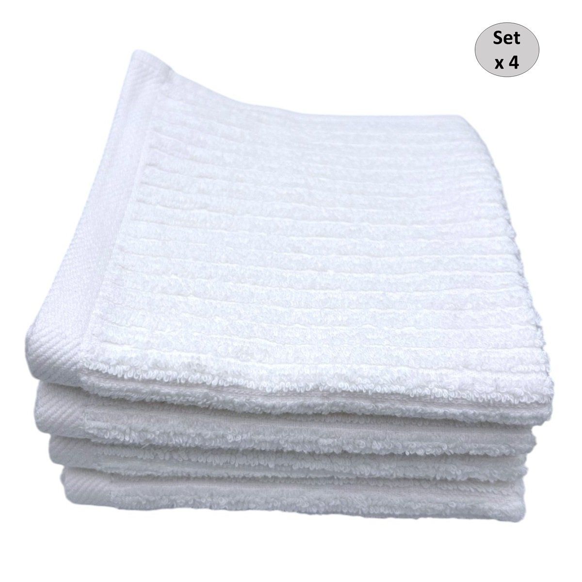 GENERICO - Set de 4 toallas para el Rostro de Algodon 550gr. Blanco