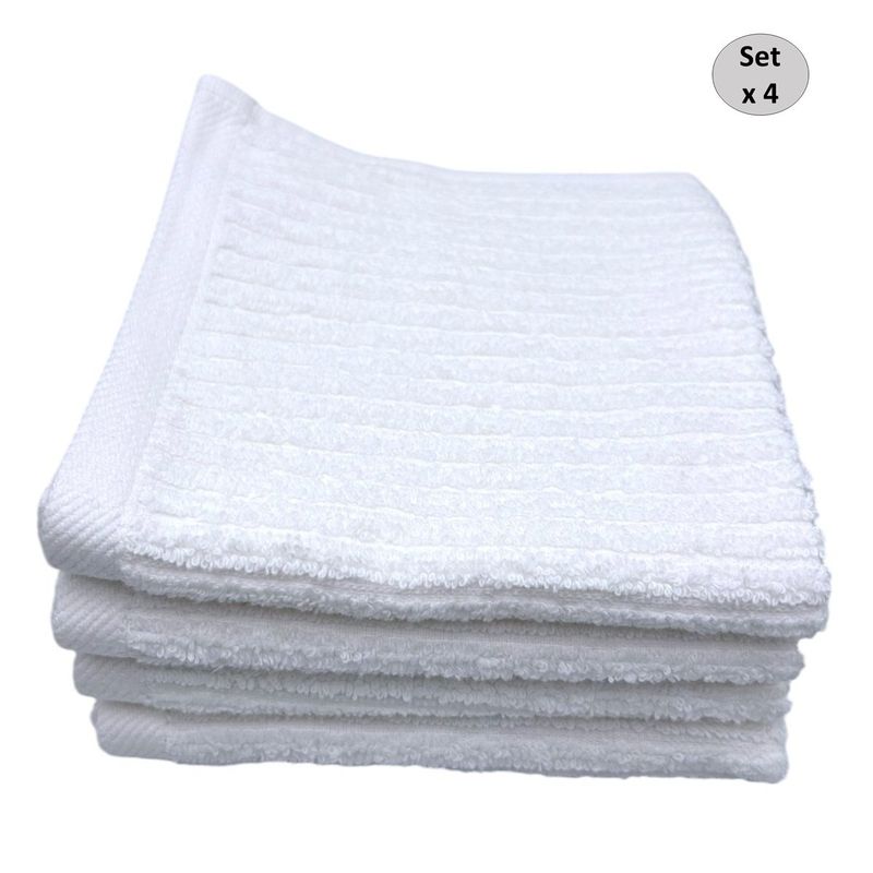 GENERICO - Set de 4 toallas para el Rostro de Algodon 550gr. Blanco