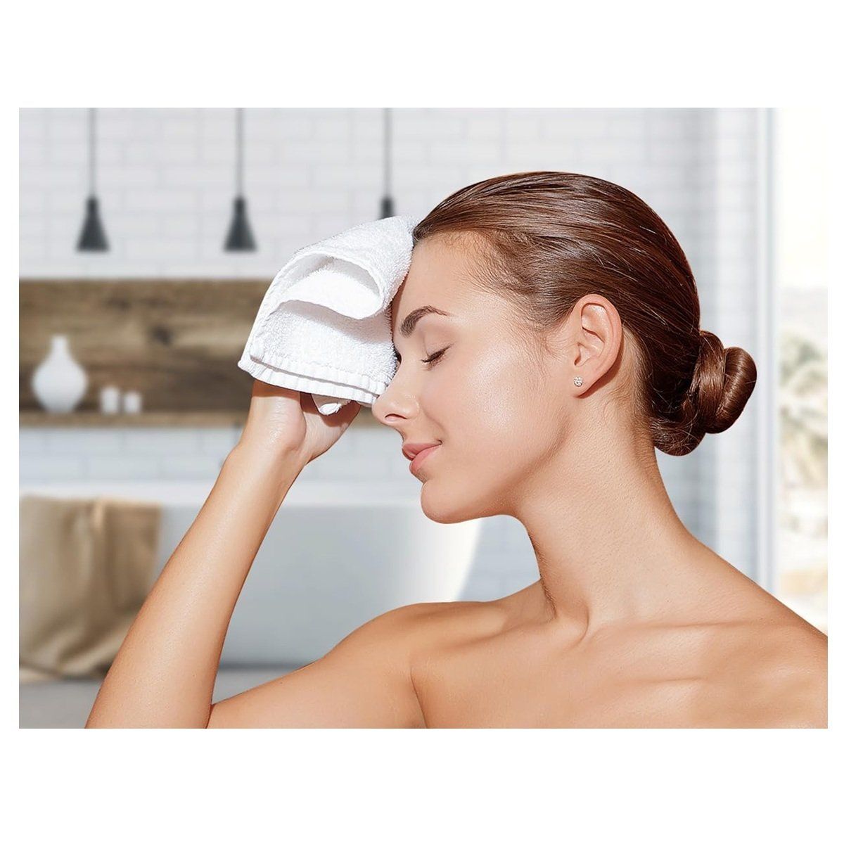 GENERICO - Set de 4 toallas para el Rostro de Algodon 550gr. Blanco