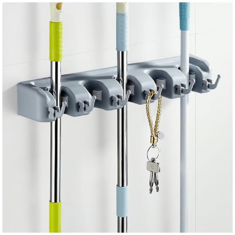 GENERICO - Organizador De Escobas Pl18V Con Ganchos Plegables