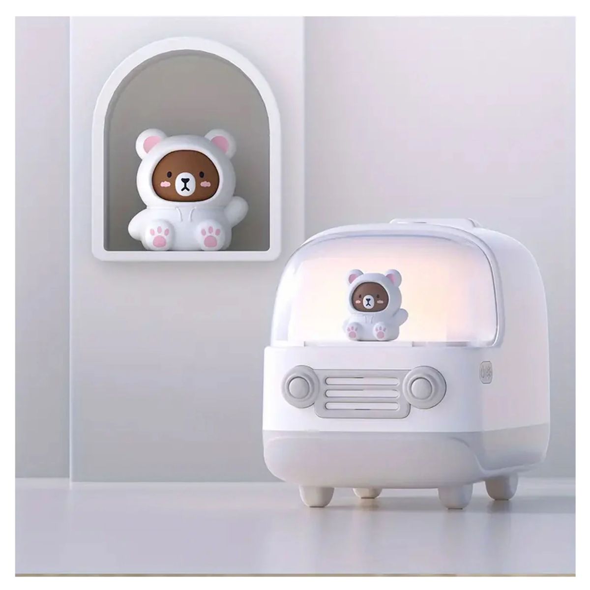 NEO DIGITAL - Humidificador Oso en autobús Batería Difusor Aroma 350ml Luz LED E-24