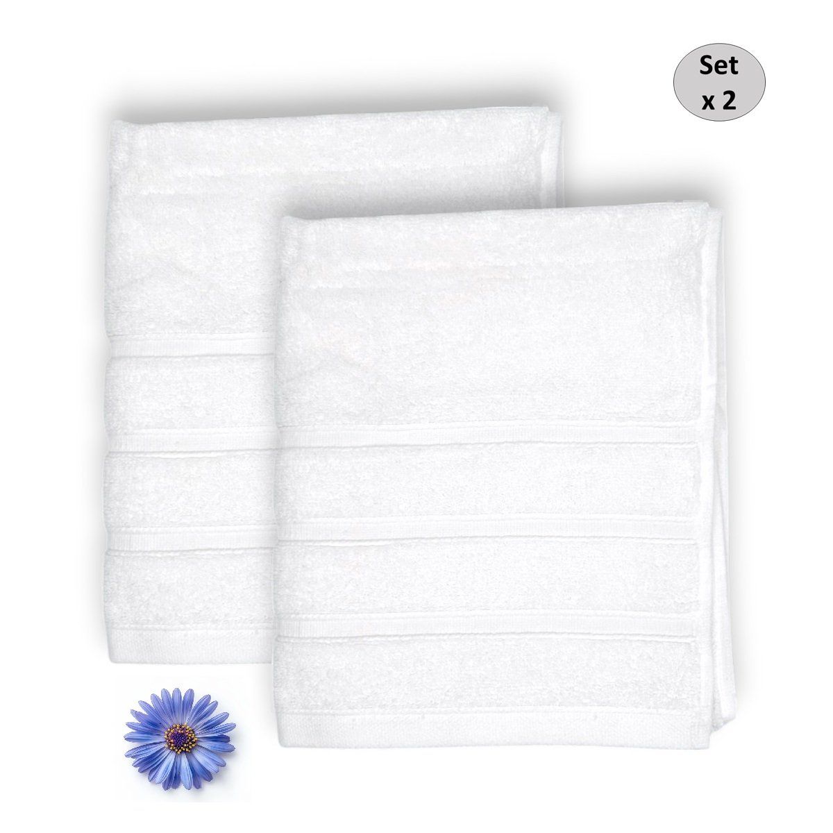 MAGE DISTRIBUTION - Set de 2 toallas Spa de Mano 650gr. de 47cm x 70cm Blanco