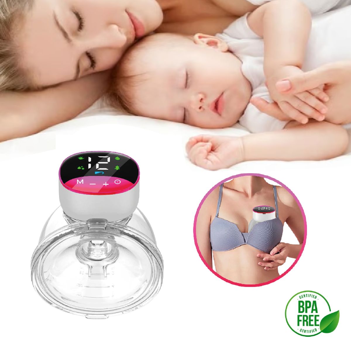 GENERICO - Extractor De Leche Materna Portátil Manos Libres Fucsia