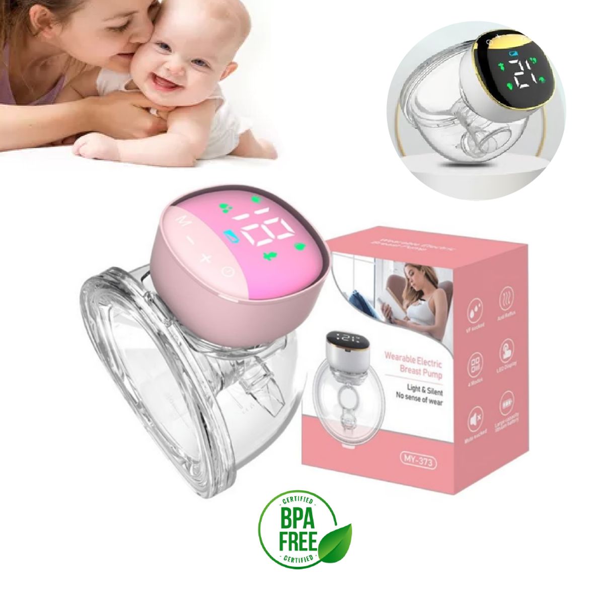 GENERICO - Extractor De Leche Materna Portátil Manos Libres Rosado