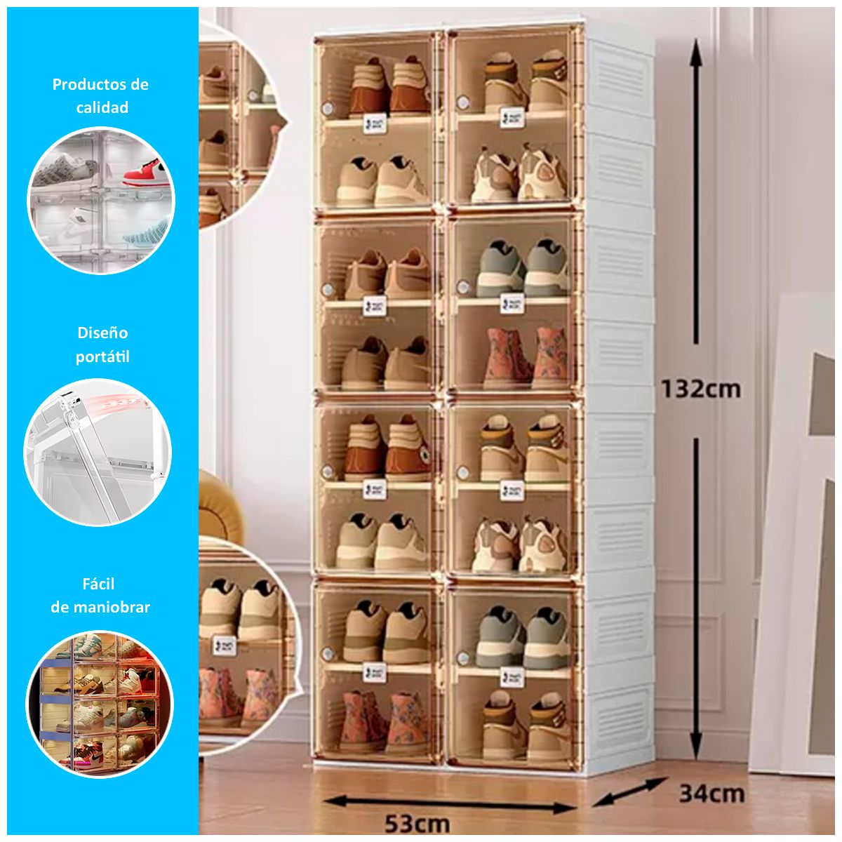 GENERICO - Zapatera Plegable de 132cm con 8 pisos