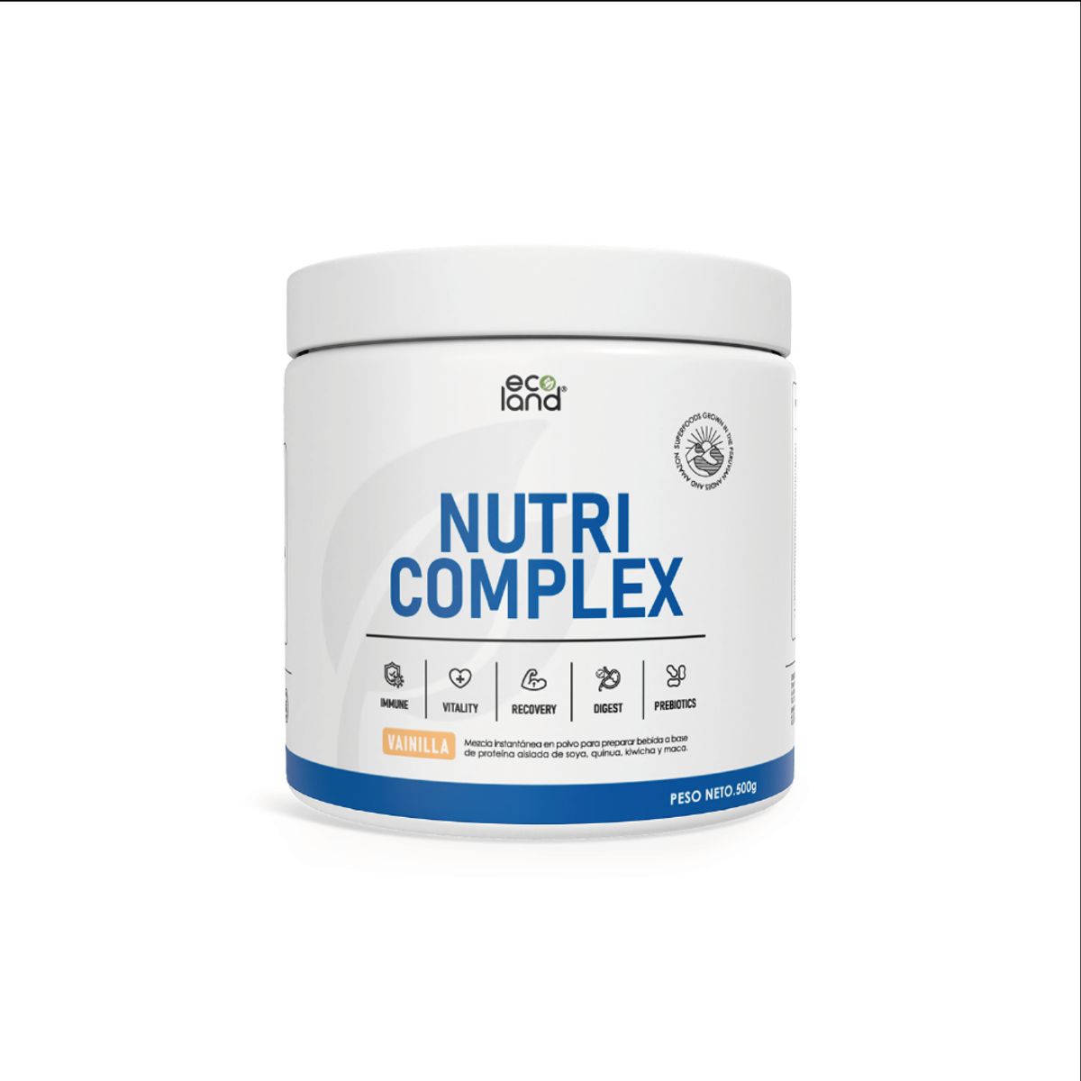 ECOLAND - NUTRI COMPLEX- SUPLEMENTO NUTRICIONAL- POMO 500G VAINILLA