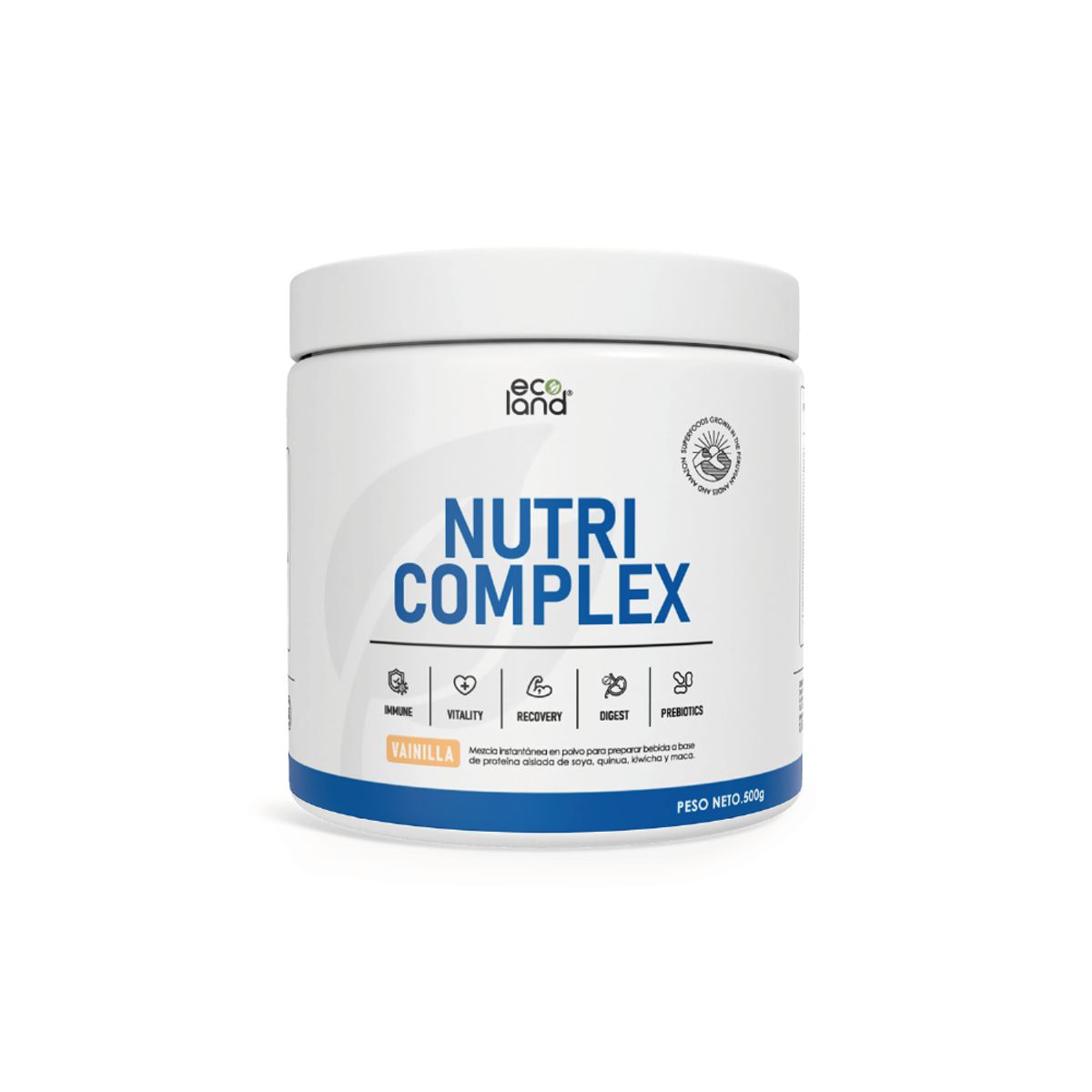 ECOLAND - NUTRI COMPLEX- SUPLEMENTO NUTRICIONAL- POMO 500G VAINILLA