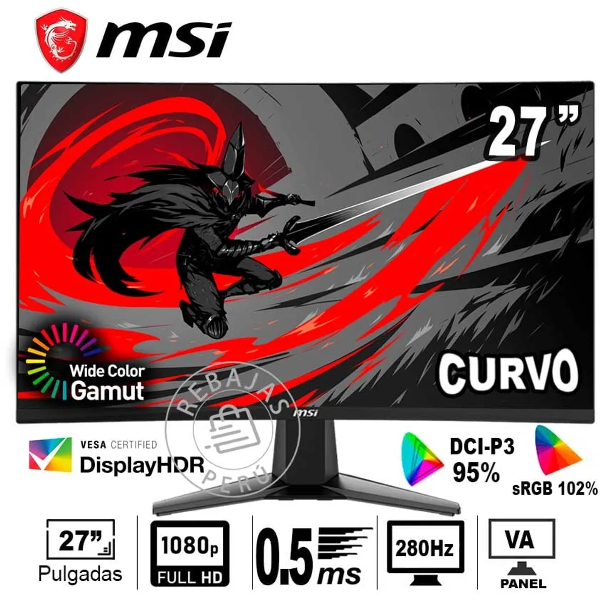 MSI - Monitor MSI MAG 276CXF 27 Curvo FHD 280Hz 05ms Adaptive-Sync HDR