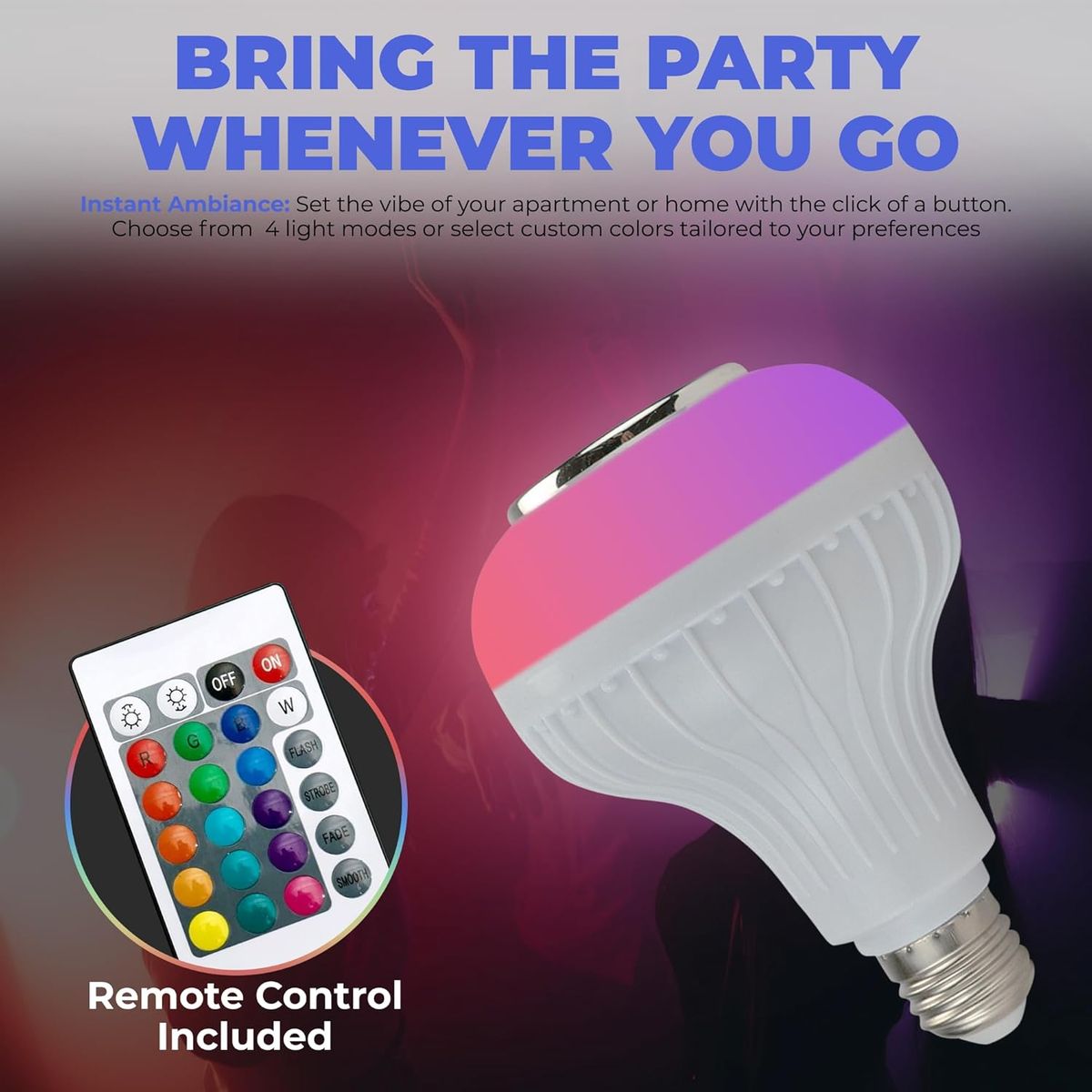 GENERICO - PACK DE 2 FOCOS LED PARLANTE INTELIGENTE MUSICAL BLUETOOTH MULTICOLOR