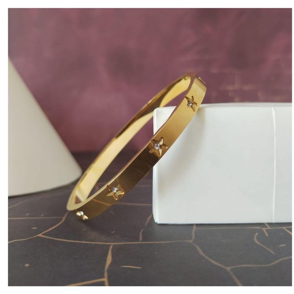 GENERICO - PULSERA BRAZALETE DE ACERO INOXIDABLE DORADO STAR