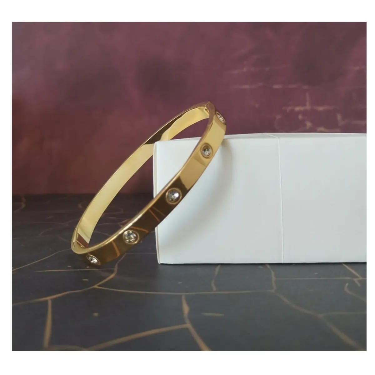 GENERICO - PULSERA BRAZALETE DE ACERO INOXIDABLE DORADO SHINE