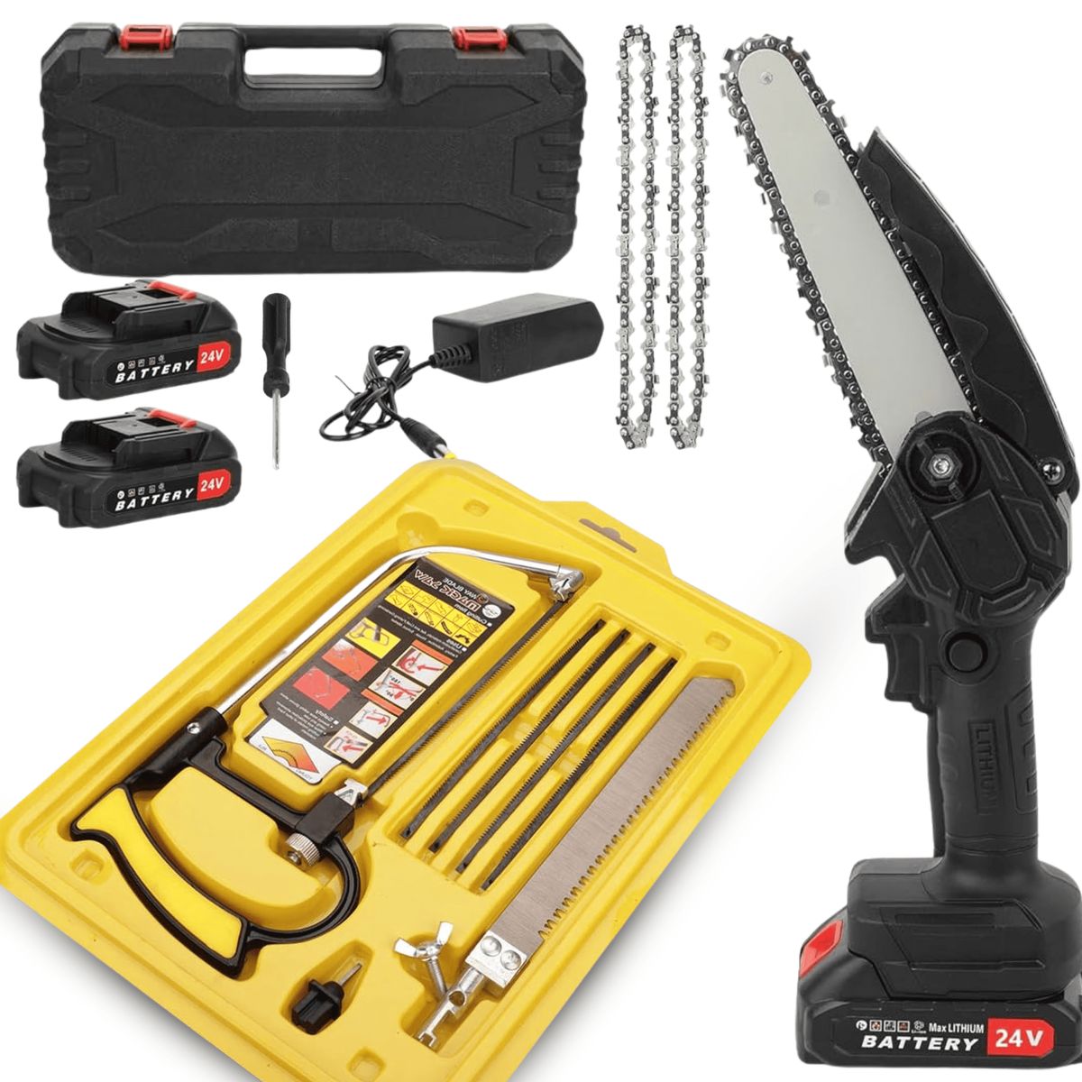 ROSH - Combo Ideal: Sierra 8 en 1 + Motosierra de 4” Inalámbrica