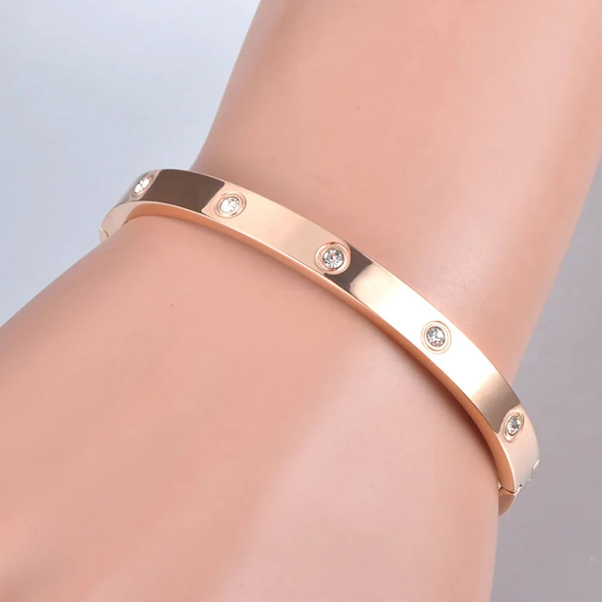 GENIEKA - Pulsera Cristales Dorado Rosa Gold Rose Mujer Brazalete Genieka