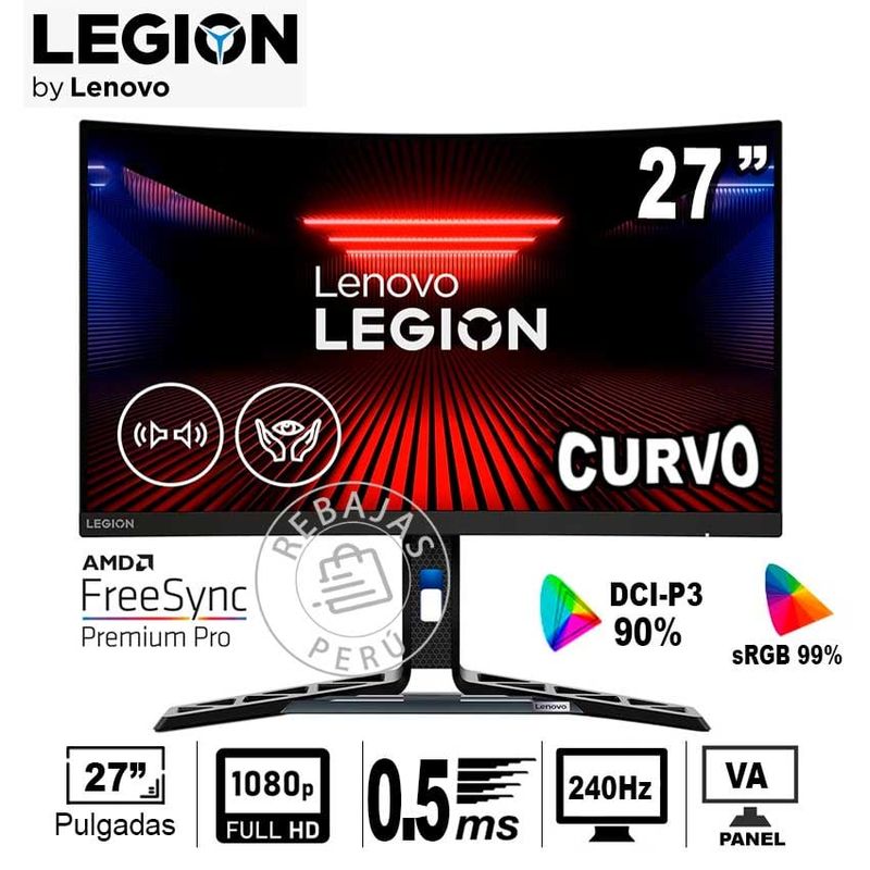 LENOVO - Monitor Lenovo Legion R27fc-30 27 Curvo FHD 280Hz 05ms FreeSync