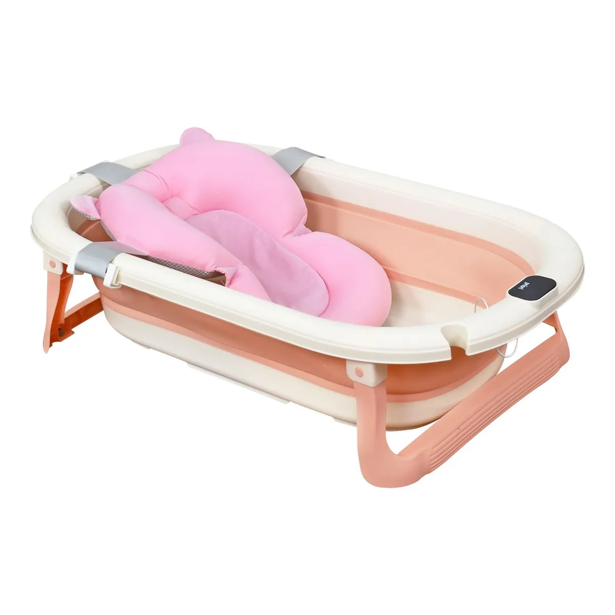 PRIORI - Bañera Plegable Para Bebé Con Termómetro Priori Lee Rosa