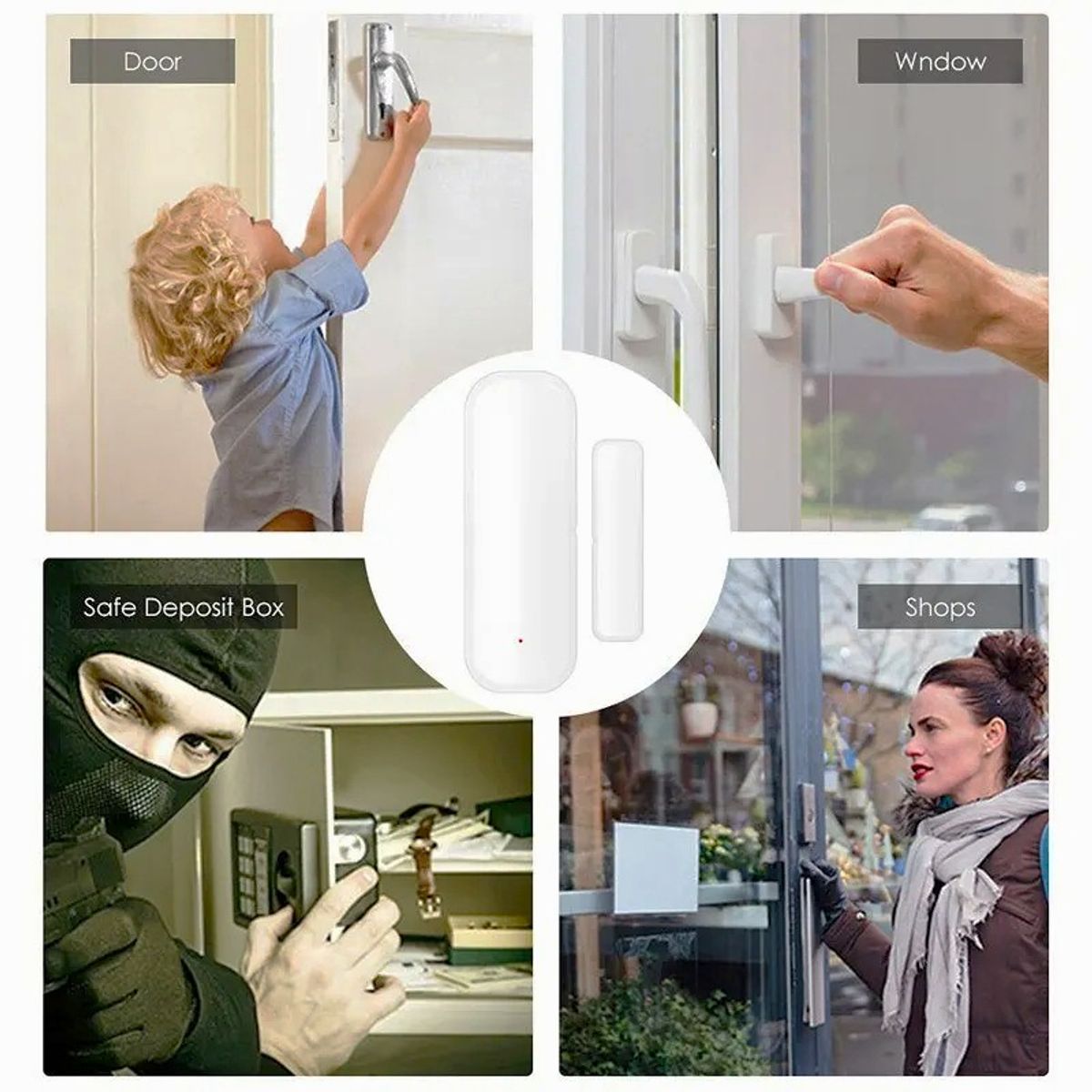 GENERICO - Sensor Puerta Ventana WiFi Alarma Detector Seguridad Hogar Cerrado APP Genieka