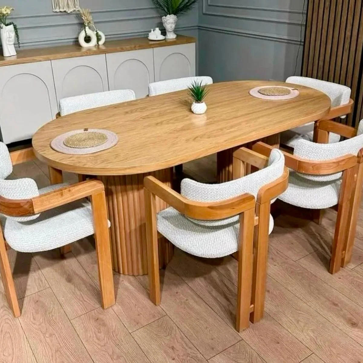 STIL NOVO - JUEGO DE COMEDOR 6 SILLAS JAMES GRIS PLATA